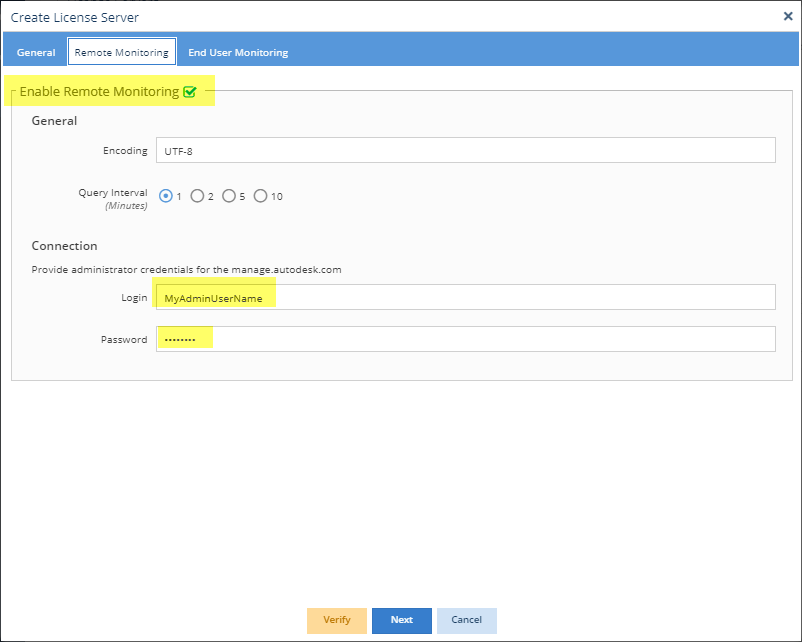 Enable remote monitoring