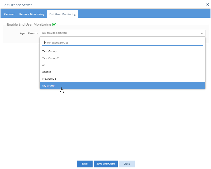 Enable end user monitoring