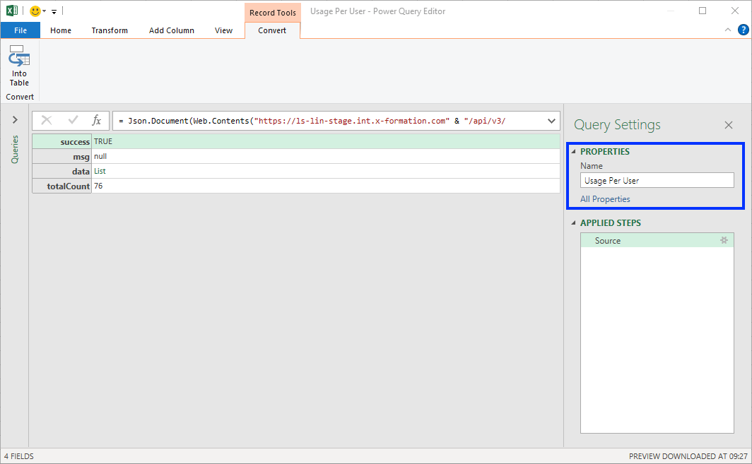 Import License Statistics data into Excel using Power Query 5