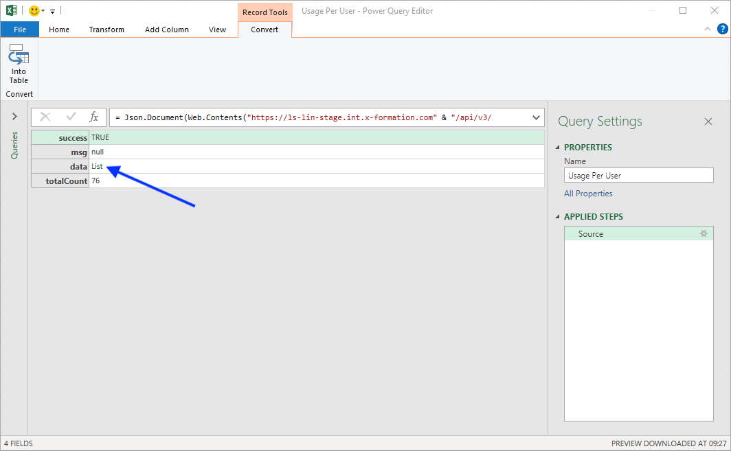 Import License Statistics data into Excel using Power Query 6