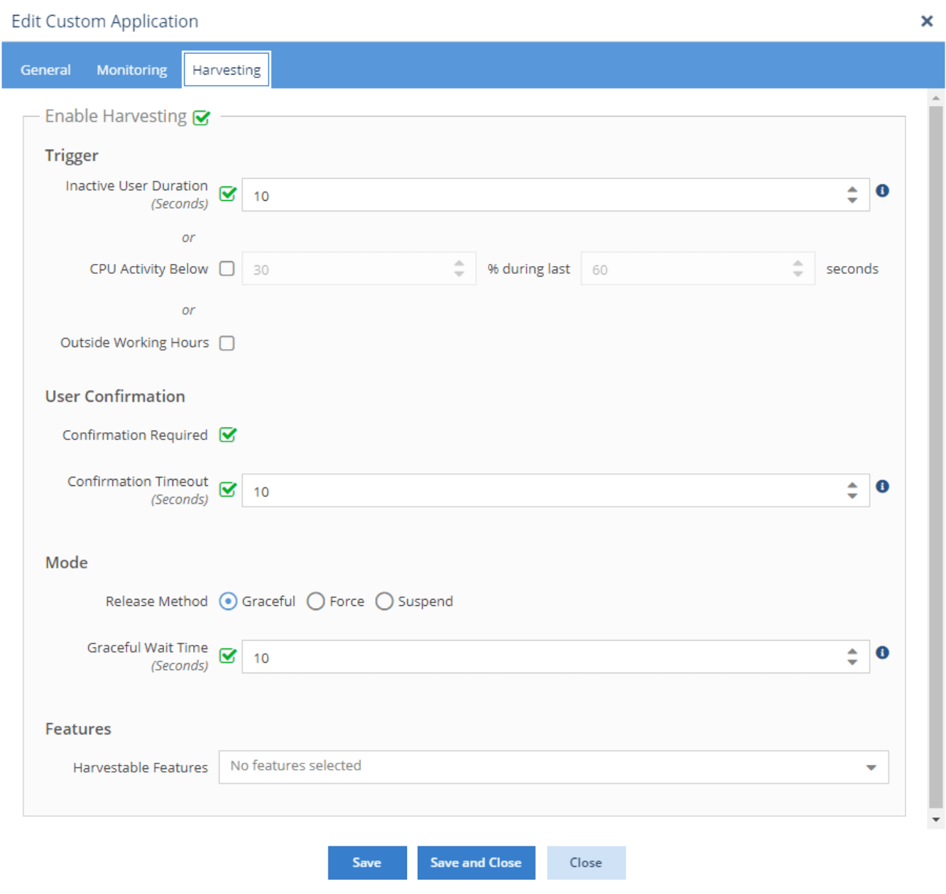 License Statistics - Edit custom application