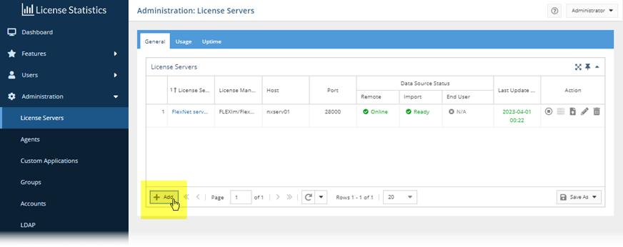 License Statistics - Add new license