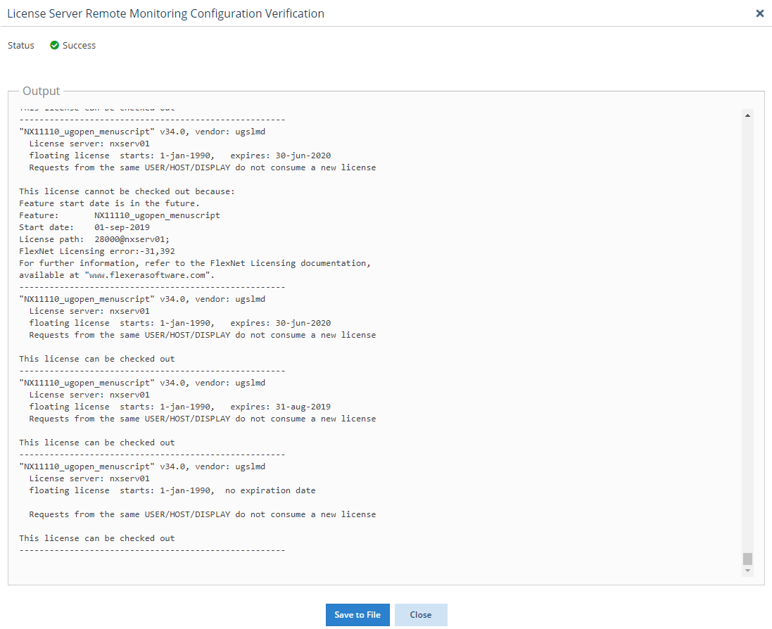Siemens NX license server monitoring - remote monitoring Siemens NX license server monitoring - configuration