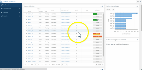 License Statistics Layout
