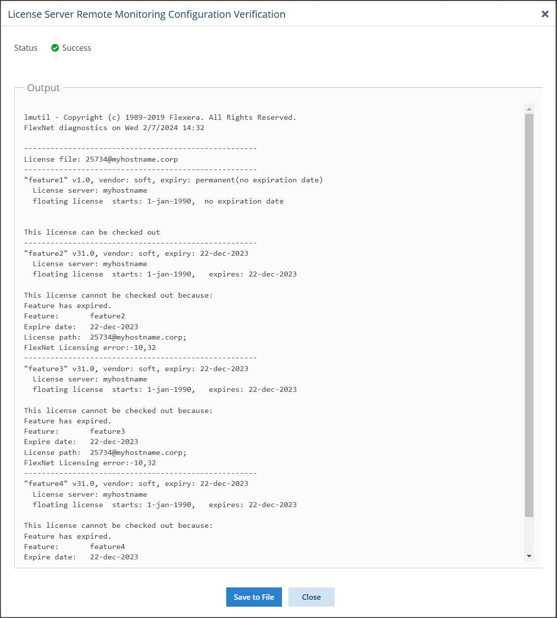 Remote monitoring configuration verification - Flexnet